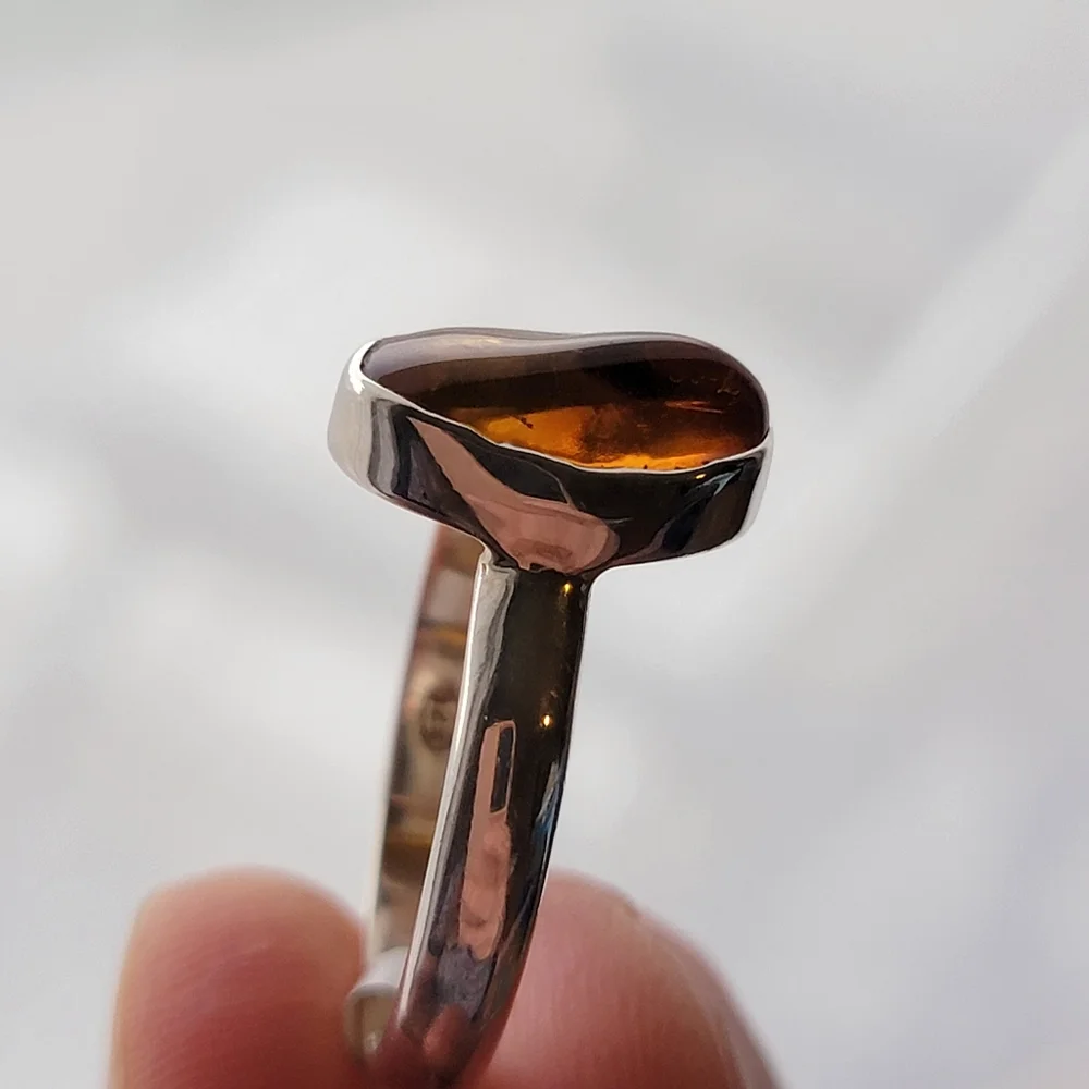 Natural Baltic Amber 925 Sterling Silver Ring NWT Genuine  Stamped Signed